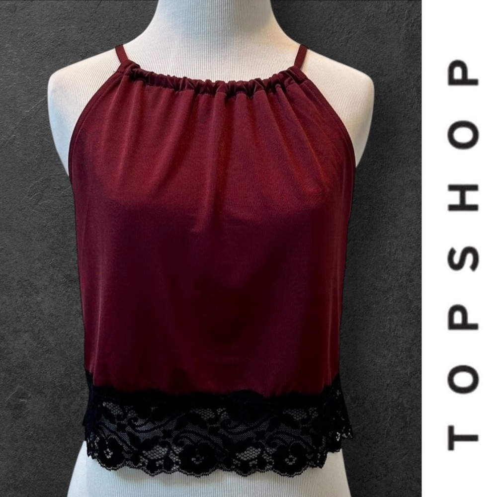 NWOT Topshop Burgundy Lace Camisole, Size‎ 4, MSRP $45